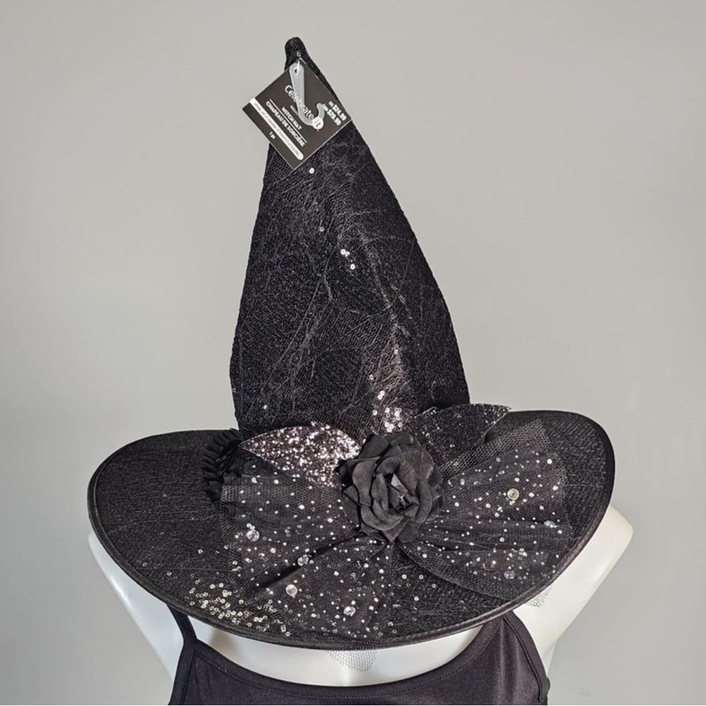 NWT fancy sequin witches hat, adult size